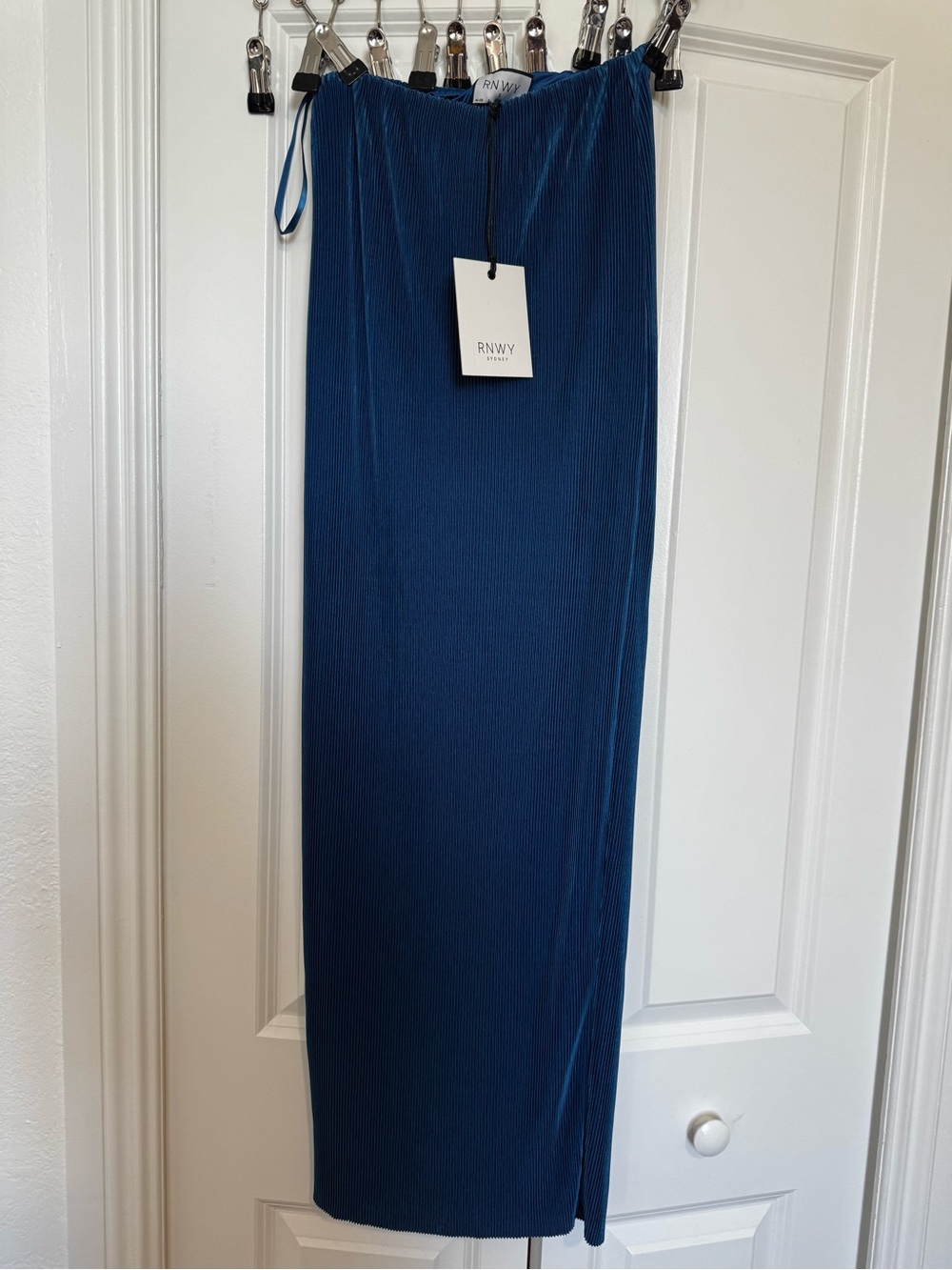 Women's Teal Blue Pleated Maxi Skirt